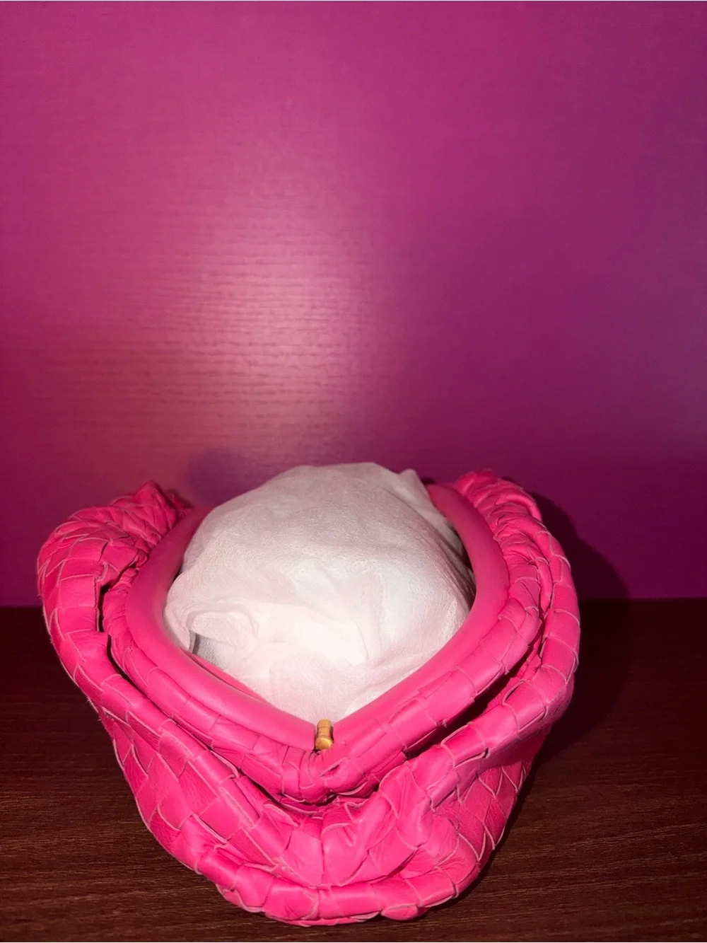 Bottega Veneta Pink Intrecciato Pouch Clutch